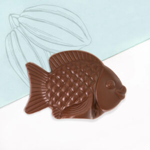 Milk Chocolate fish with scales wrapped in a cello bag